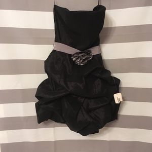 Black strapless cocktail dress